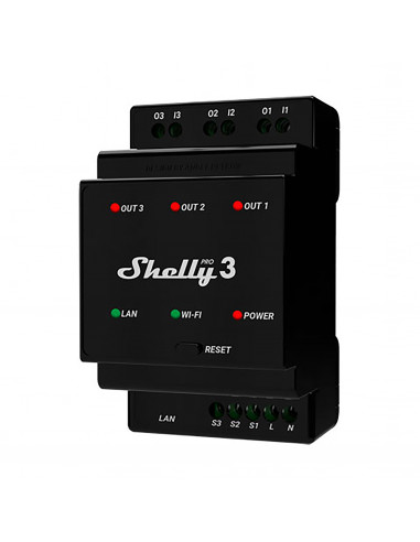 Shelly Relé Wi-Fi LAN BT DIN PRO 3