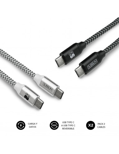 Subblim Pack 2 cables USB Tipo C -...