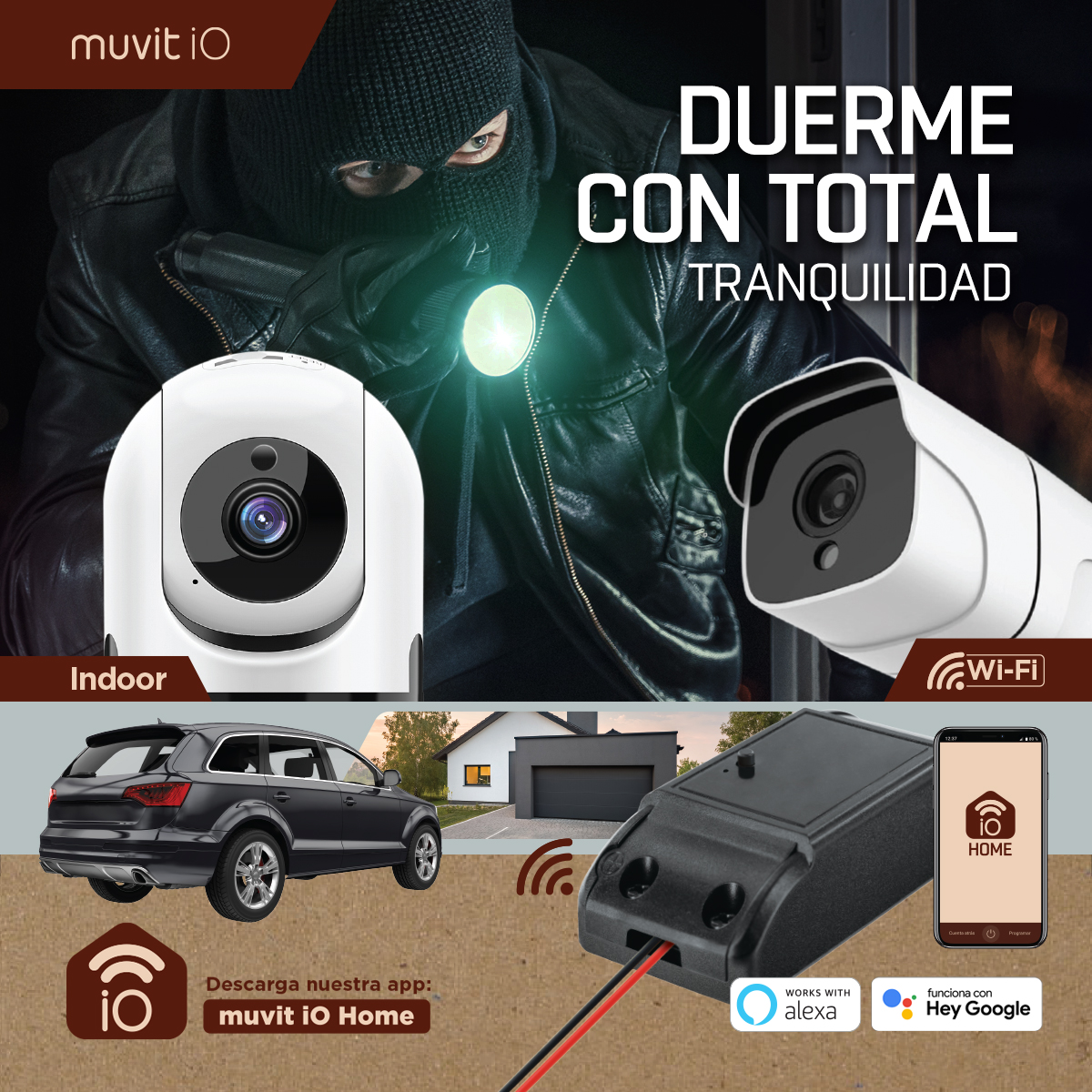 muvit iO cámara de seguridad WIFI full HD 1080P Interior Rotativa 360º